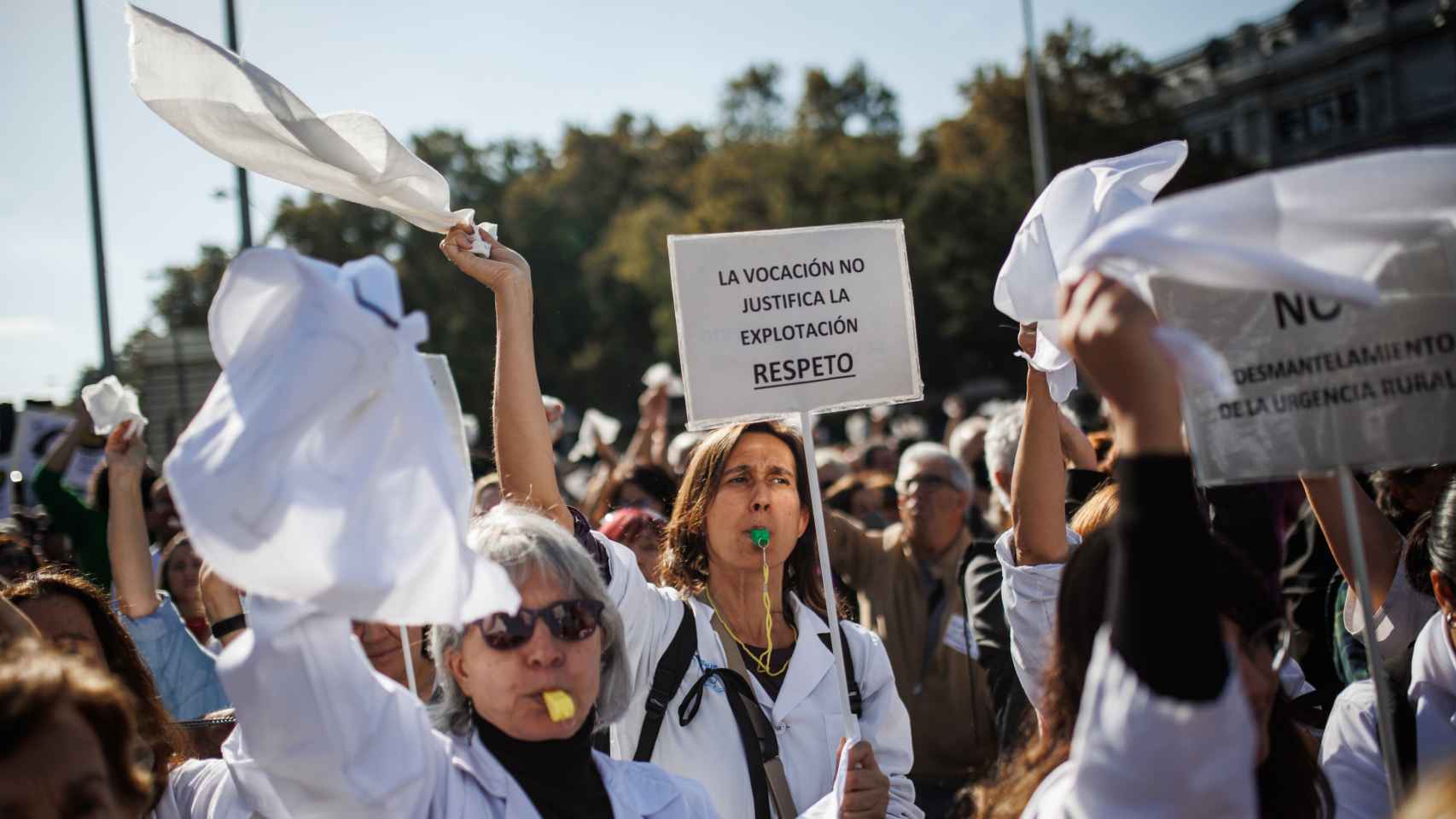 Manifestación contra el desmantelamiento de la Atención Primaria en la Sanidad Pública en Madrid.