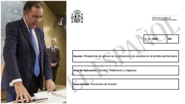 Ángel Luis Ortiz, el ministro Marlaska y la primera página de la nueva instrucción.