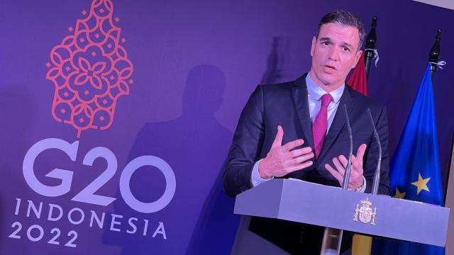 Pedro Sánchez, este miércoles tras la cumbre del G20 en Bali.