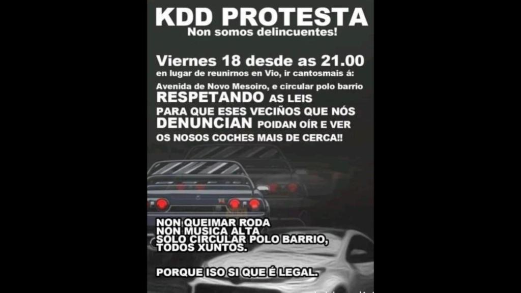 Cartel de la protesta de los organizadores de carreras ilegales.