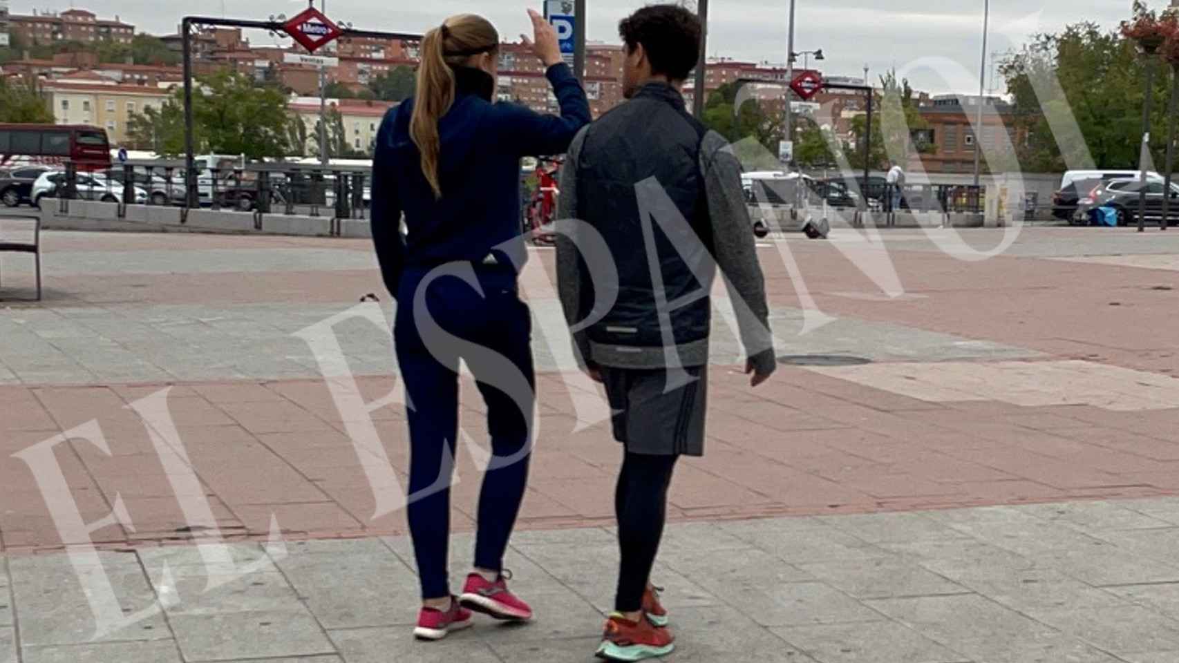Miguel Abellán y Olga Casado tras su entrenamiento en Las Ventas.