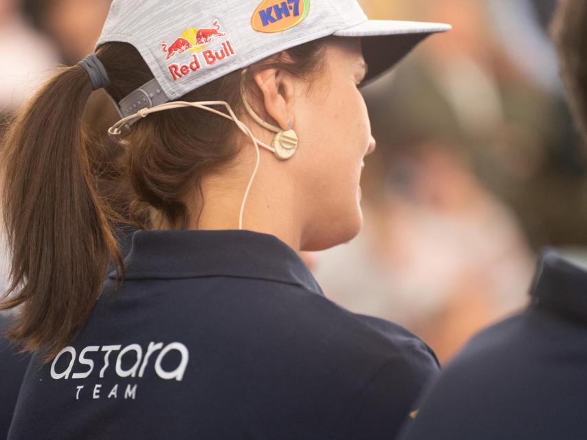 Laia Sanz durante la presentación de los planes de Astara para el Dakar.