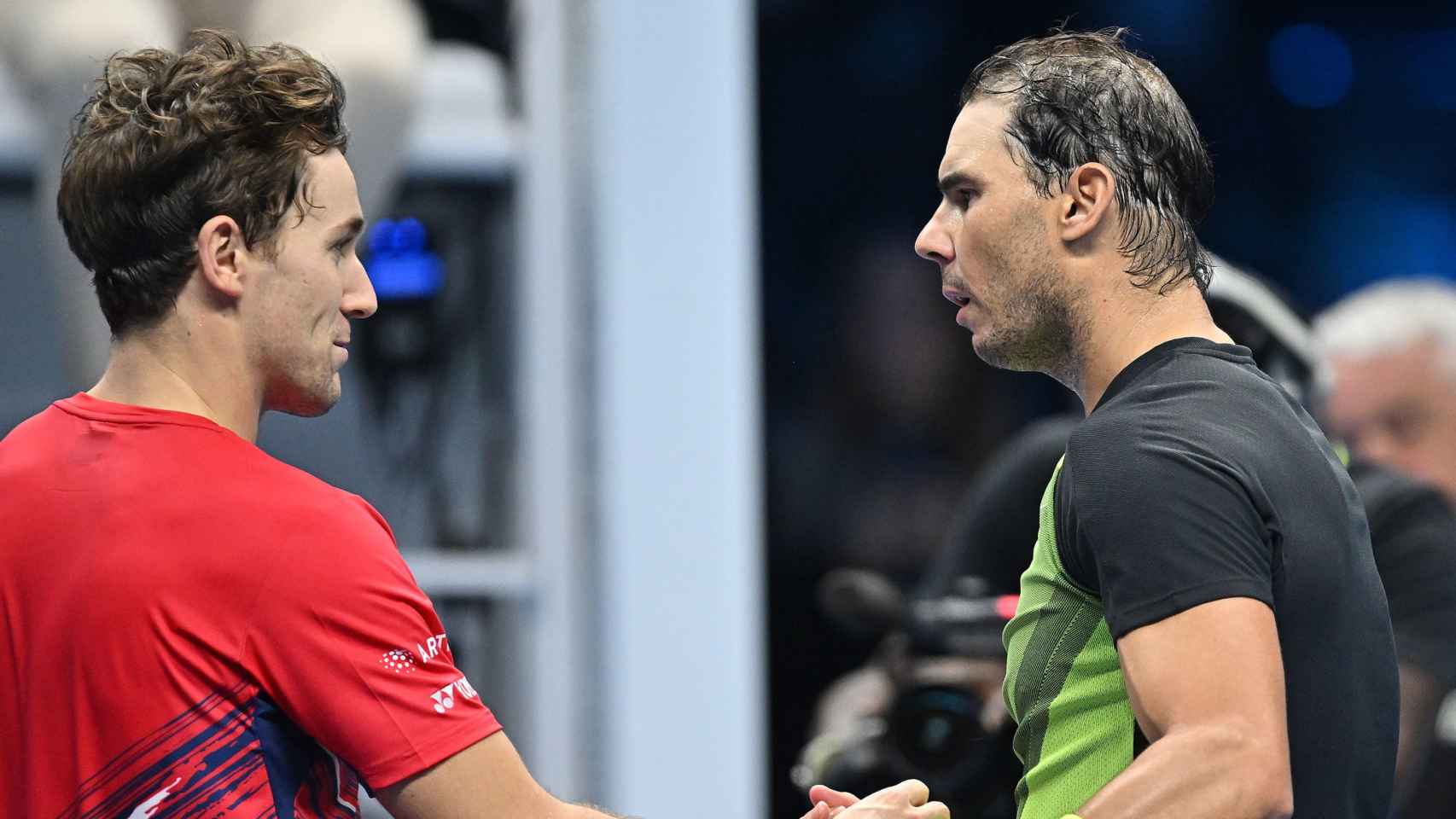 Casper Ruud y Rafa Nadal, en las ATP Finals
