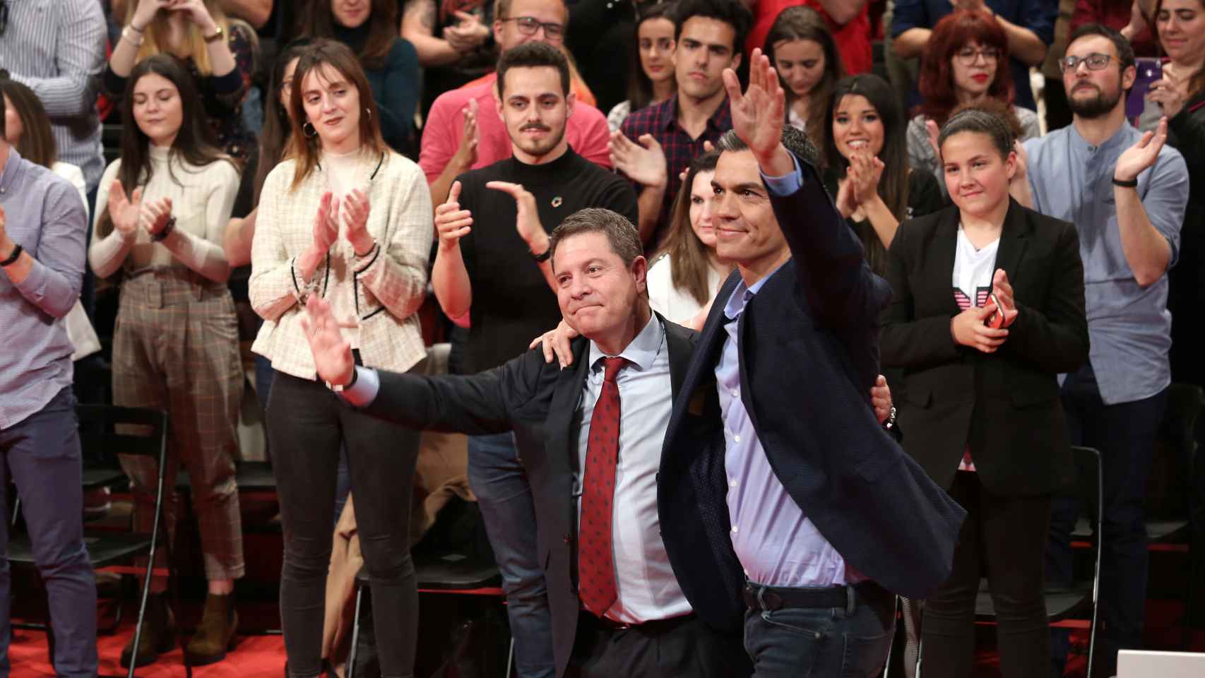 García-Page y Sánchez en un acto de campaña en 2019.