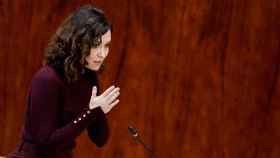 La presidenta de la Comunidad de Madrid, Isabel Díaz Ayuso, en la Asamblea de Madrid este jueves.