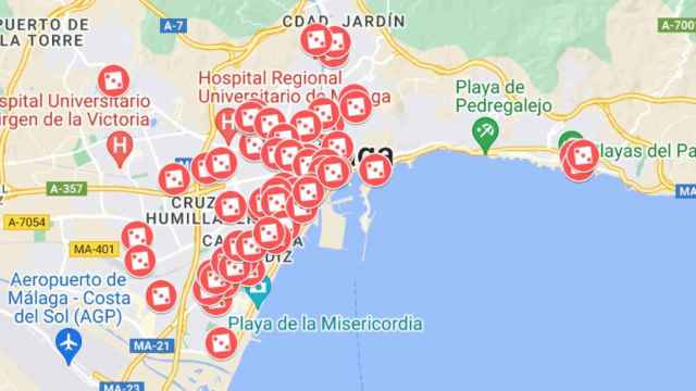 El mapa de las casas de apuestas en Málaga.