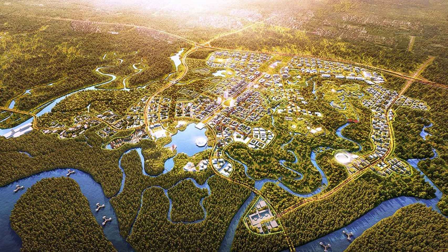 Vista aérea de Nusantara, la ciudad que quiere construir Indonesia en Borneo