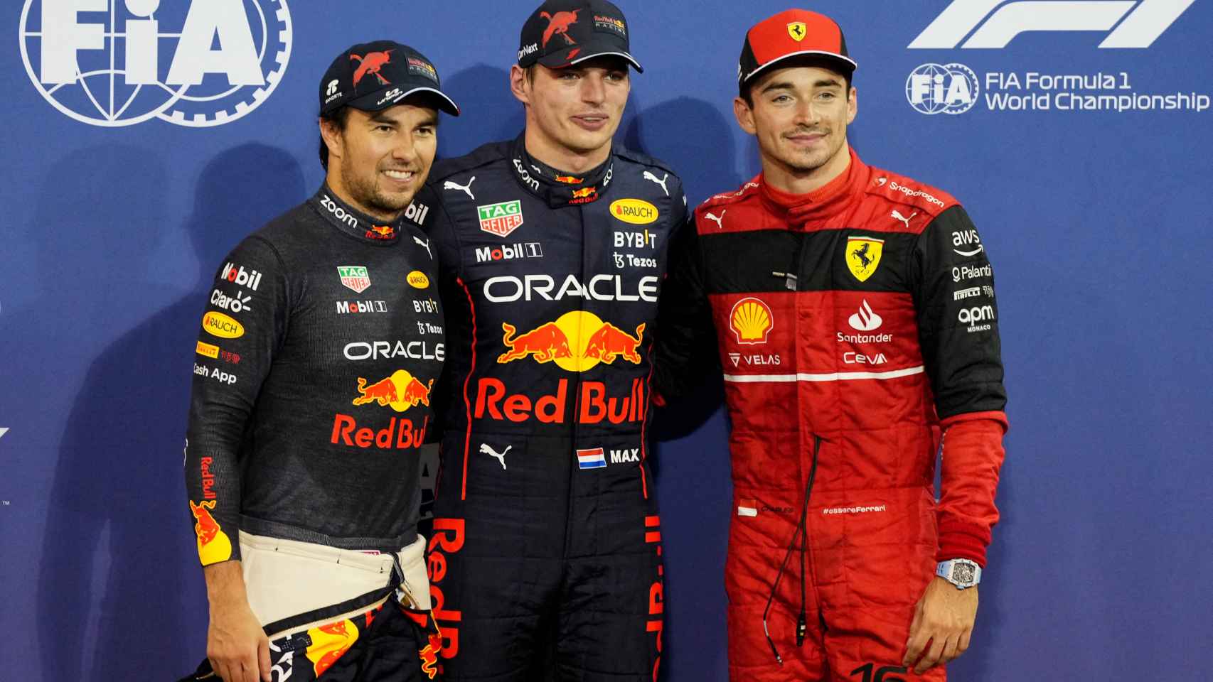Pérez, Verstappen y Leclerc, los tres mejores.
