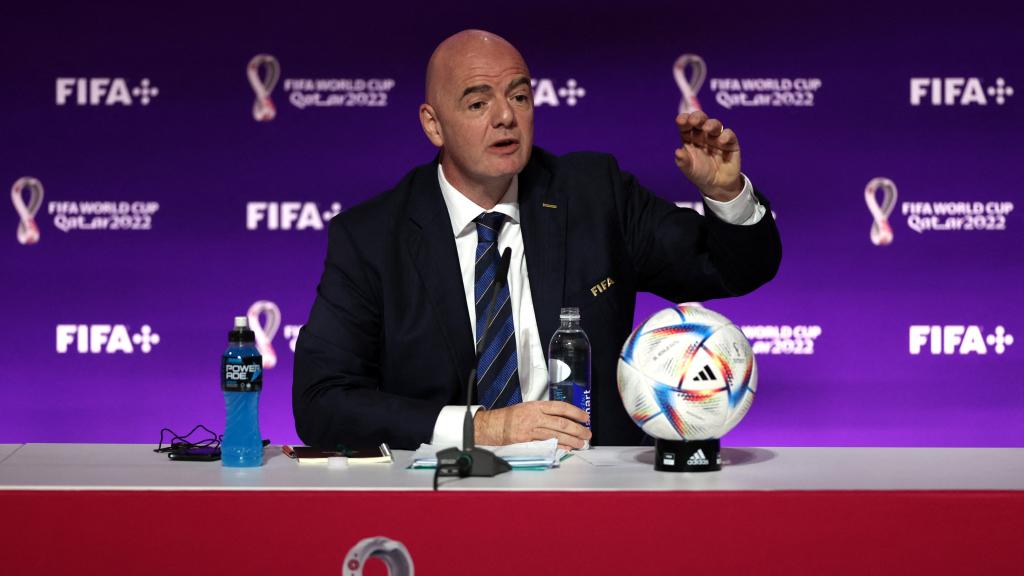 Gianni Infantino, en el centro de prensa del Mundial de Qatar