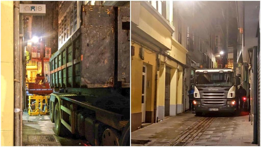 Derribo de un edificio en ruinas en la calle Varela Silvari en A Coruña.