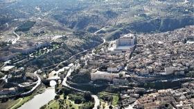 Vista aérea Toledo, Museo Ejército, Alcázar y Academia Infantería. Foto: Museo del Ejército