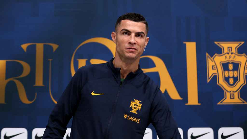 Cristiano Ronaldo, en sala de prensa durante el Mundial de Qatar