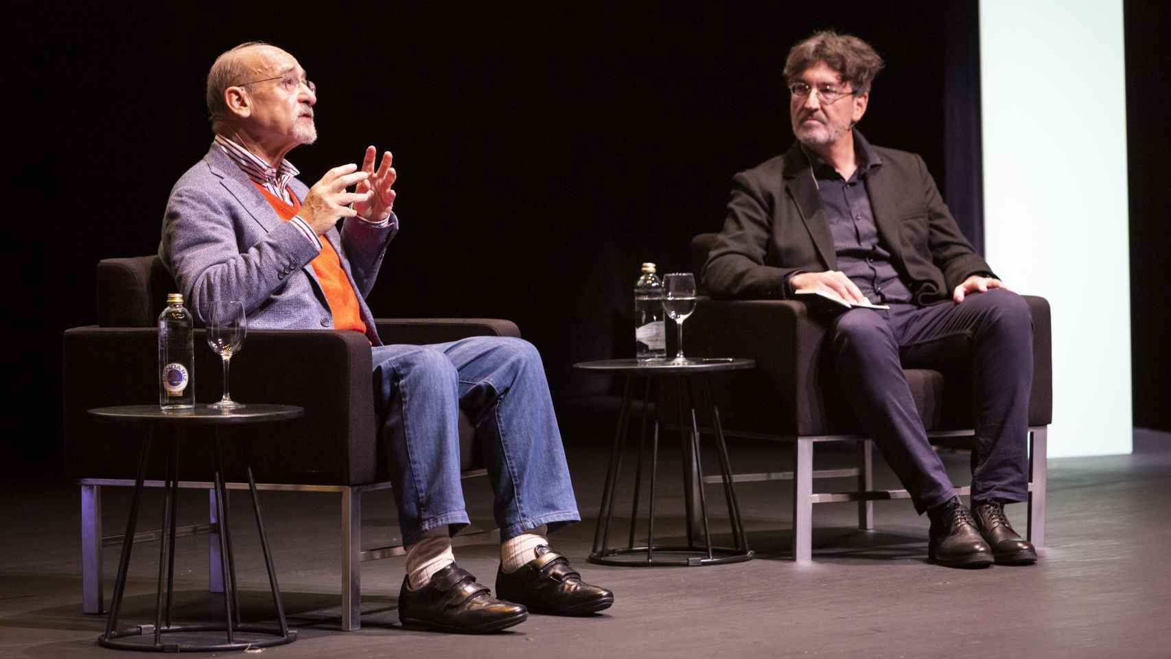 Salvatore Sciarrino y José María Sánchez Verdú en los Encuentros de Pamplona 72-22. Foto: Txisti