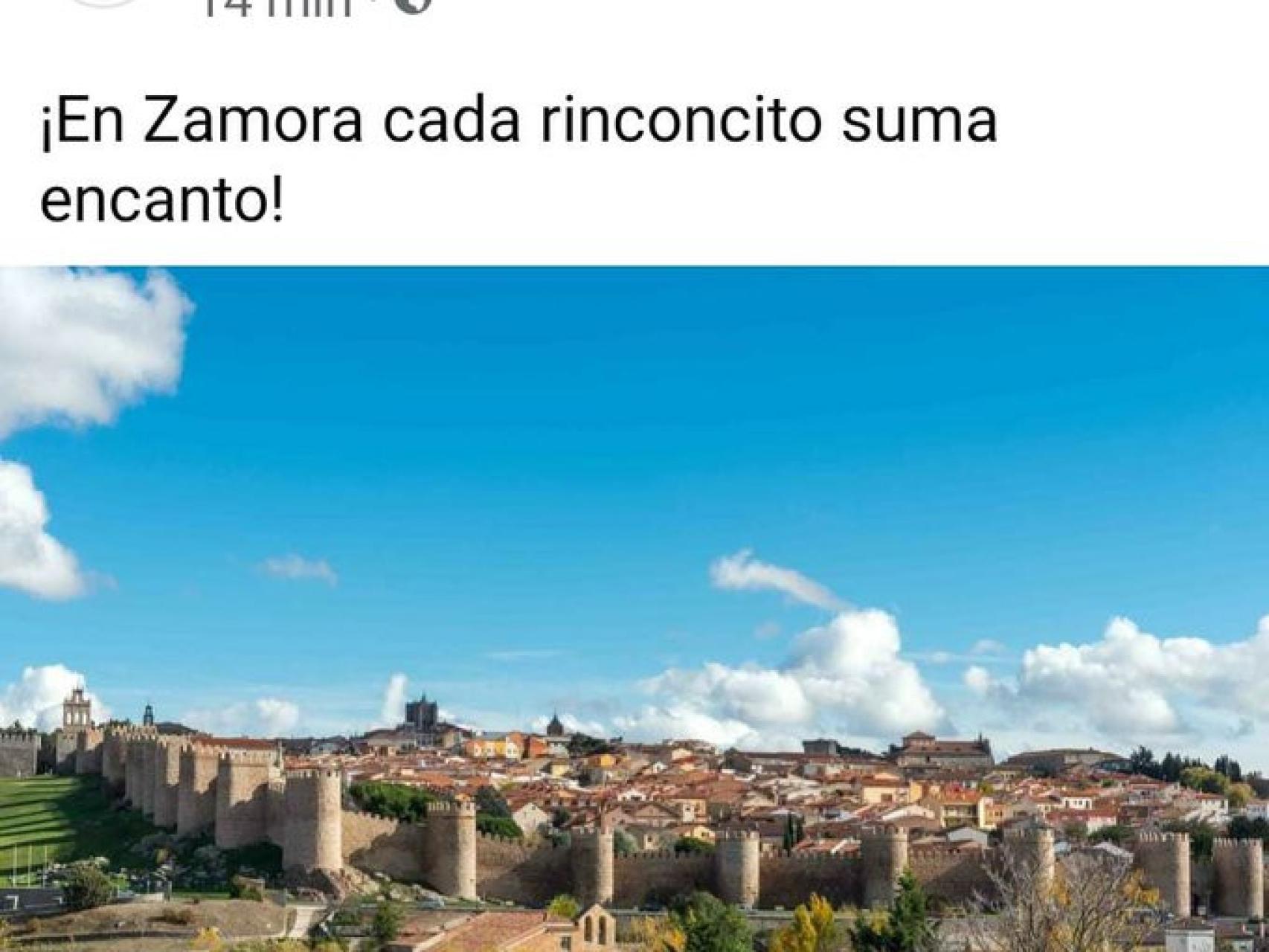 Error de la página oficial de Turismo de la Junta, que confundió a Zamora con Ávila