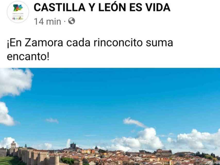 Error de la página oficial de Turismo de la Junta, que confundió a Zamora con Ávila