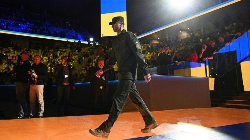 Sergiy Stakhovsky, durante su homenaje en las ATP Finals