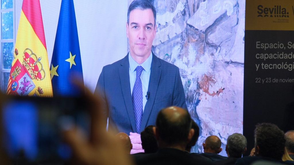 El presidente del Gobierno, Pedro Sánchez, durante su intervención.