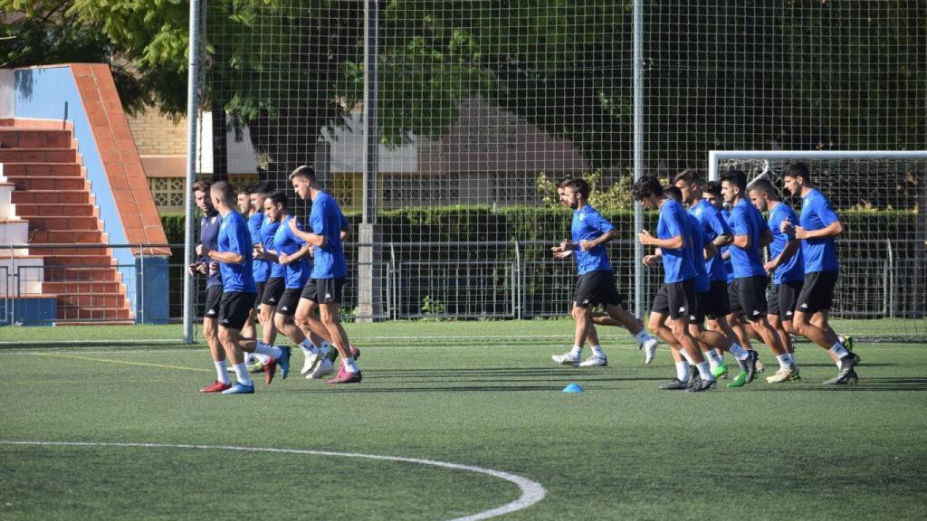 Los jugadores del Hércules, en un entrenamiento reciente.