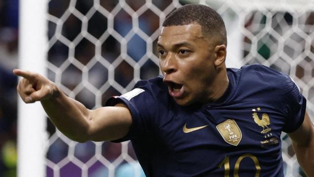 Kylian Mbappé, celebrando un gol con la selección de Francia en el Mundial de Qatar 2022