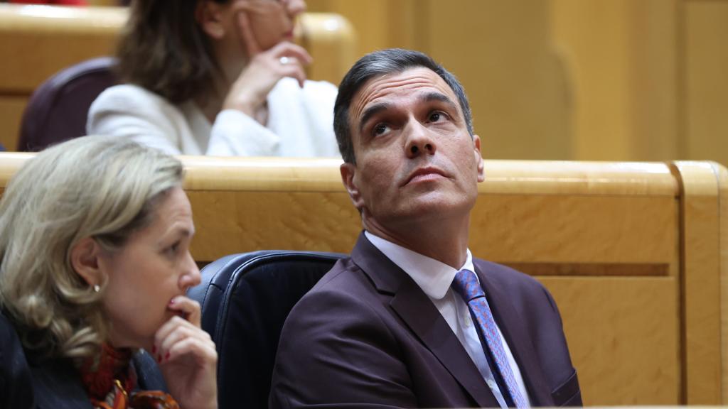 El presidente del Gobierno, Pedro Sánchez, este martes en el Senado.