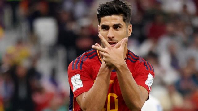 Marco Asensio, celebrando un gol con la selección española en el Mundial de Qatar 2022