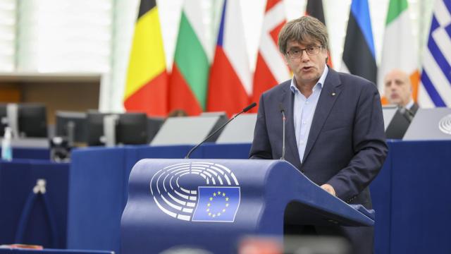 El expresidente de la Generalitat, Carles Puigdemont, durante una intervención en el pleno de la Eurocámara