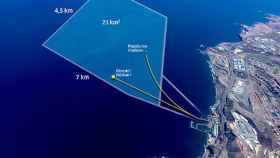 La zona frente a la costa de Gran Canaria que sirve de banco de pruebas de la Plataforma Oceánica de Canarias.