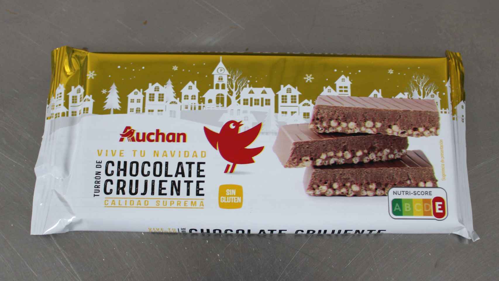 El turrón crujiente de chocolate de Auchan, la marca blanca de Alcampo.