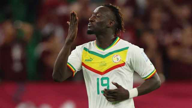 Famara Diedhiou celebra el segundo gol de Senegal.