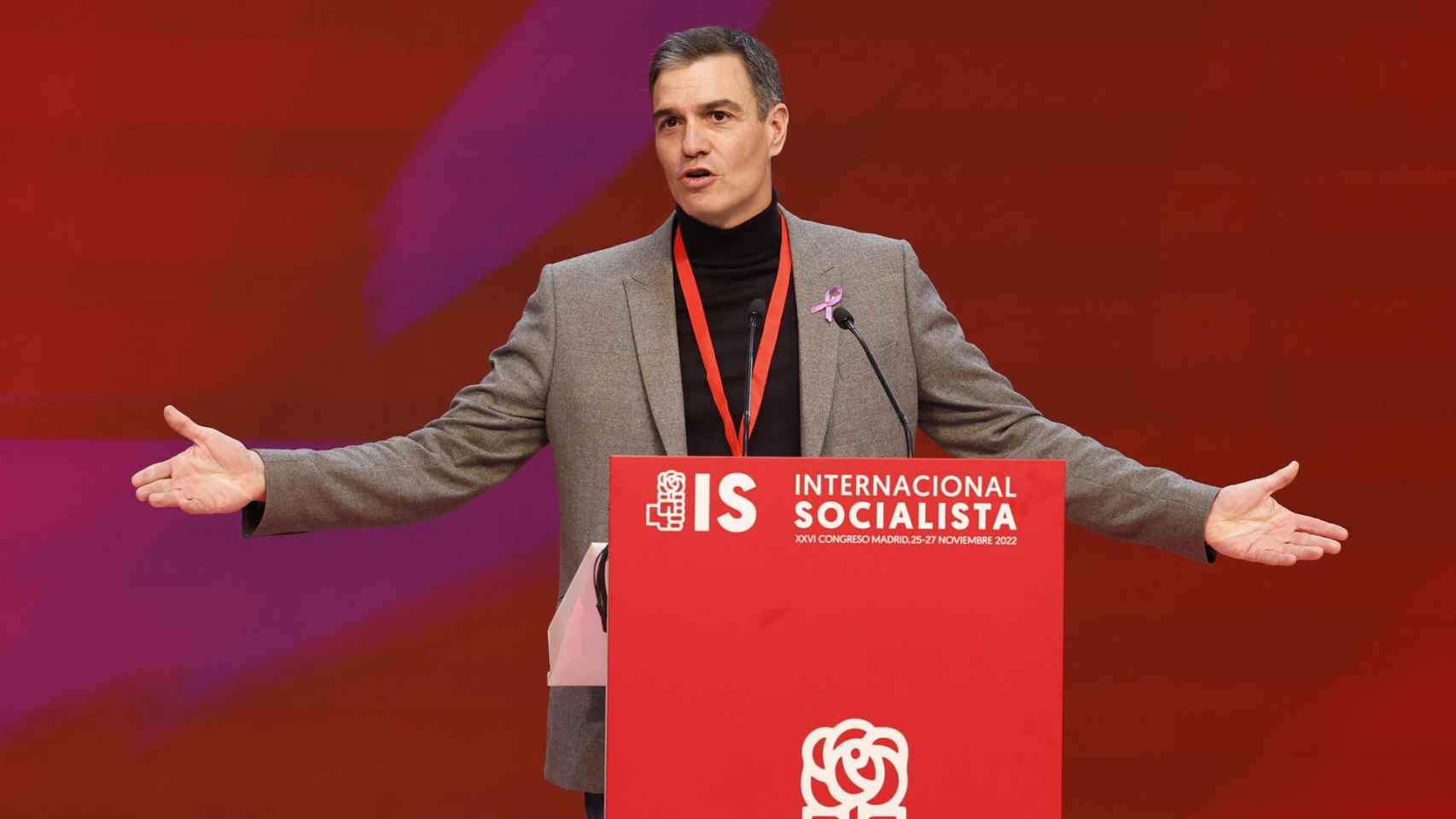 El presidente del Gobierno, Pedro Sánchez, en el Congreso de la Internacional Socialista.