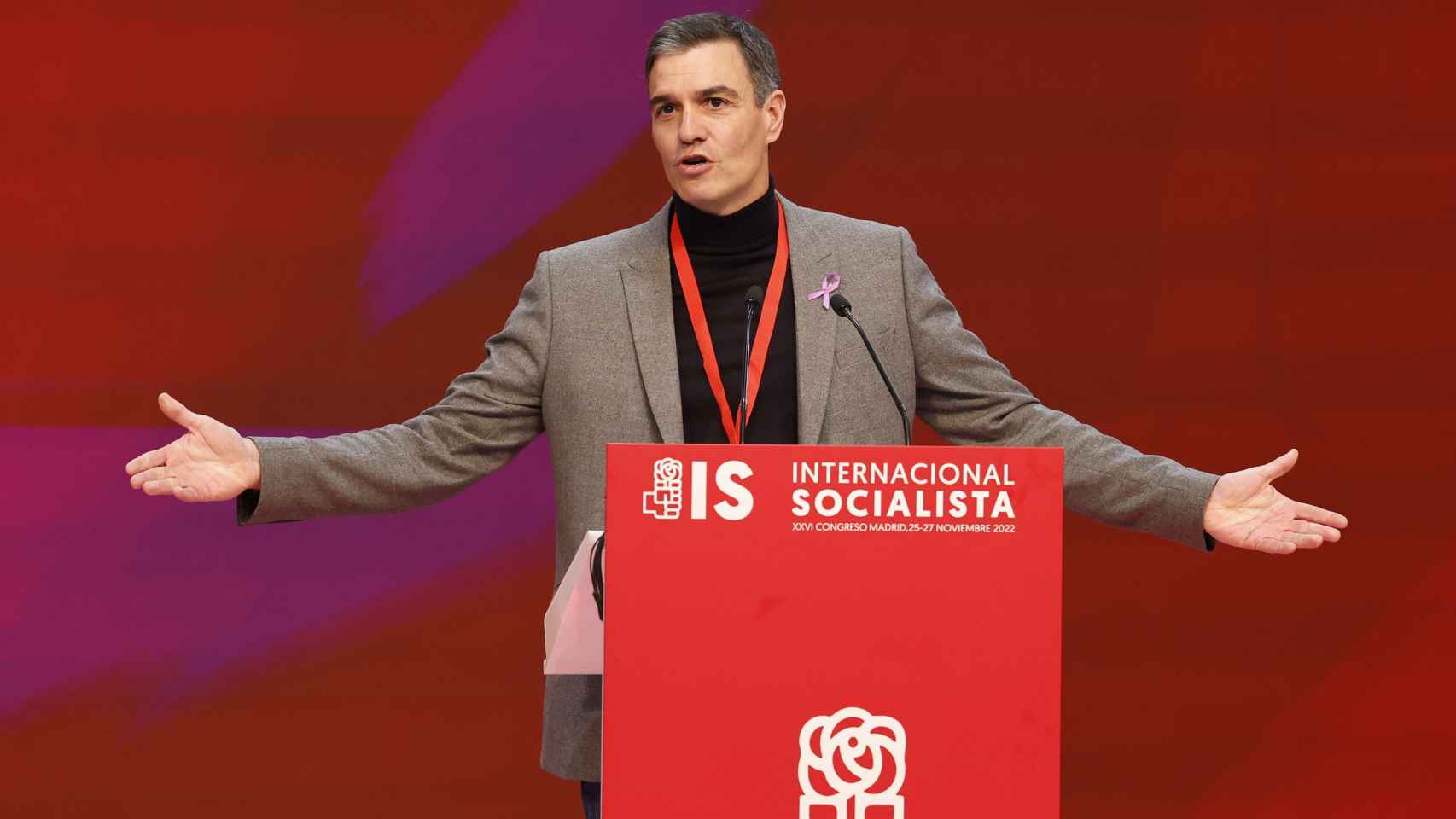 El presidente de Gobierno y secretario general del PSOE, Pedro Sánchez, en el XXVI Congreso de la Internacional Socialista.