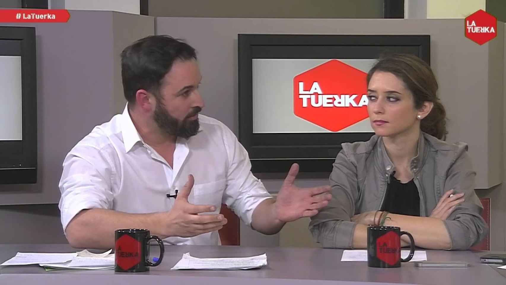 Santiago Abascal e Isabel Díaz Ayuso en La Tuerka.