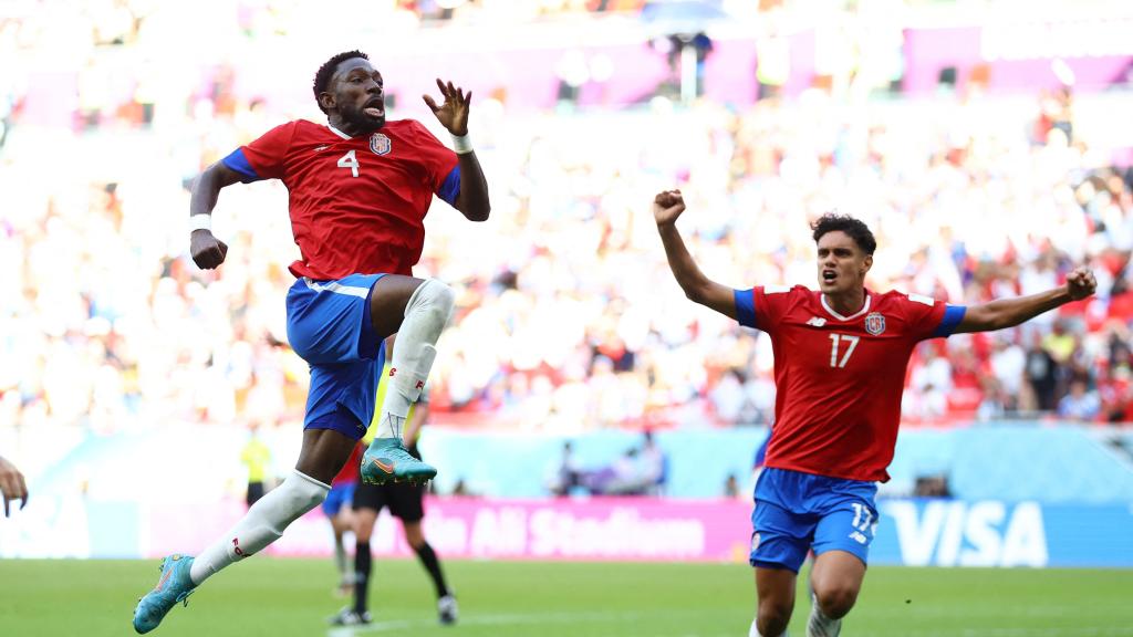 Celebración de los jugadores de la selección de Costa Rica del gol de Keysher Fuller