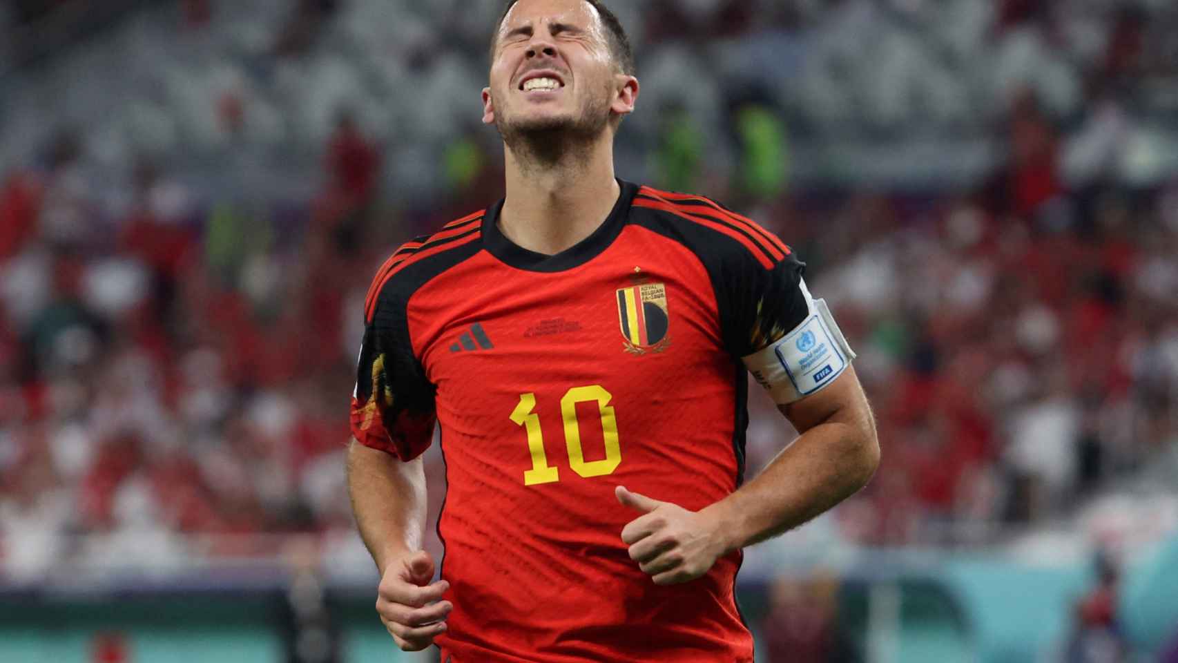 Eden Hazard, lamentándose de una ocasión fallada con la selección de Bélgica