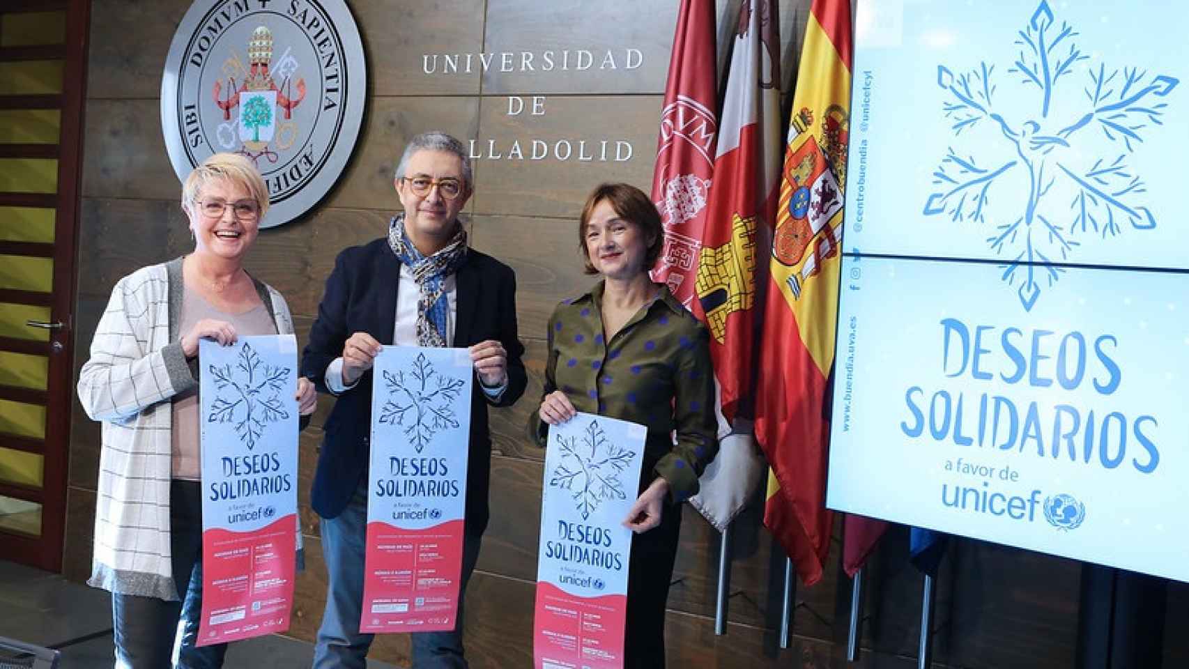 Amelia Aguado, Javier García Medina y Carmen Vaquero, durante la presentación del concierto a favor de Unicef