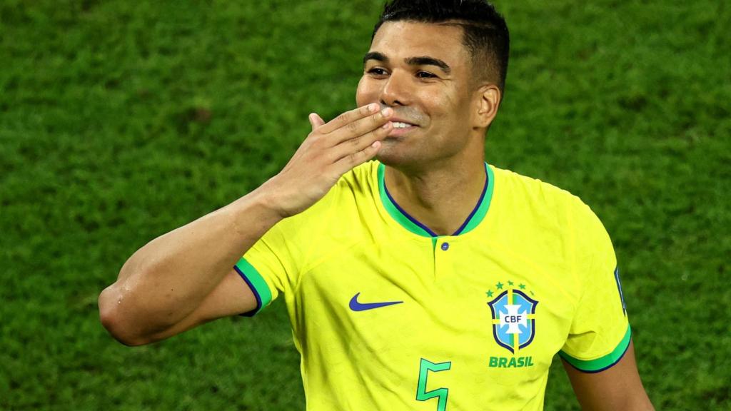 Casemiro celebra el gol de la victoria ante Suiza.