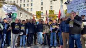 Representantes de Asaja Castilla y León en Madrid durante la manifestación de hoy contra el Ministerio de Teresa Ribera