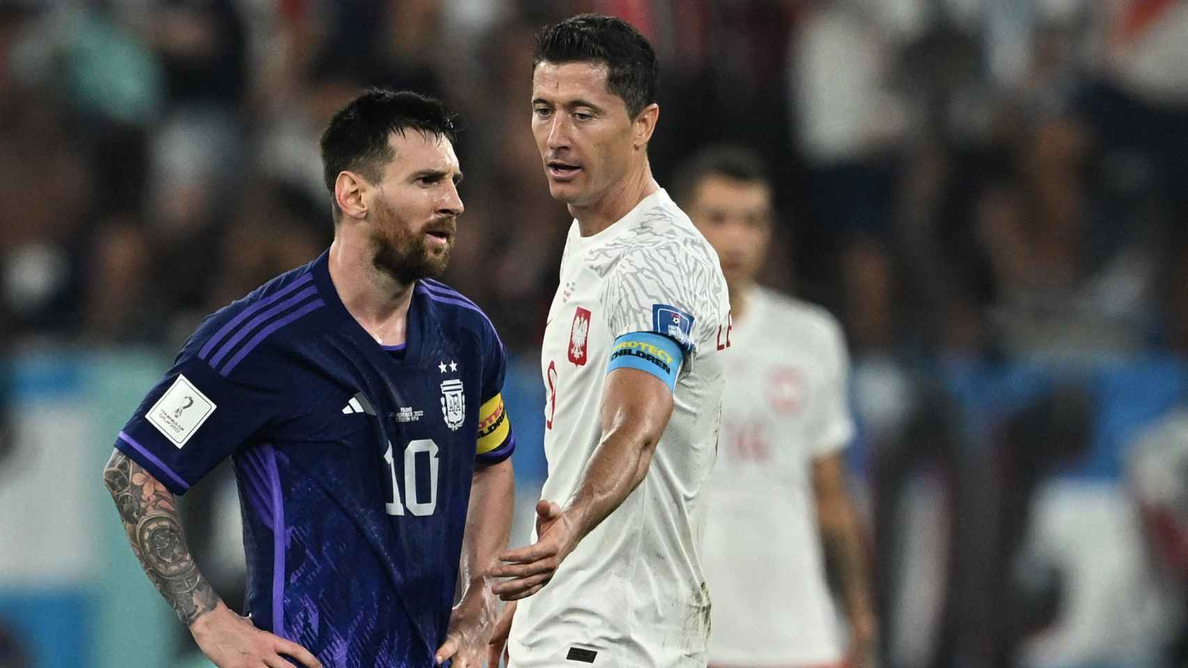 Messi y Lewandowski, durante el Mundial de Qatar