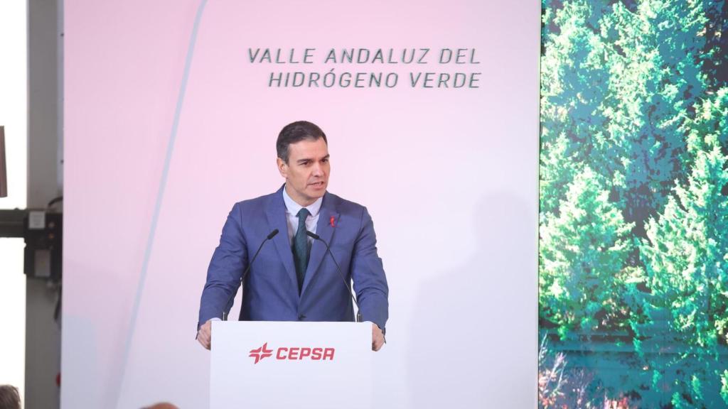 El presidente del Gobierno, Pedro Sánchez, en un acto en San Roque (Cádiz).