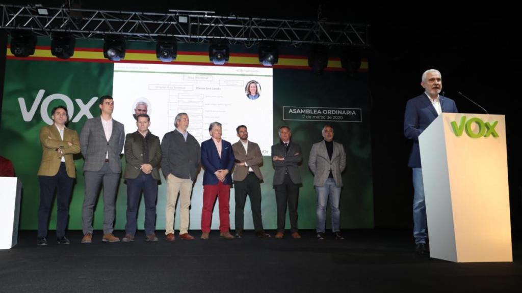 Marcos Cruz participa en la Asamblea Ordinaria de Vox de marzo de 2020.