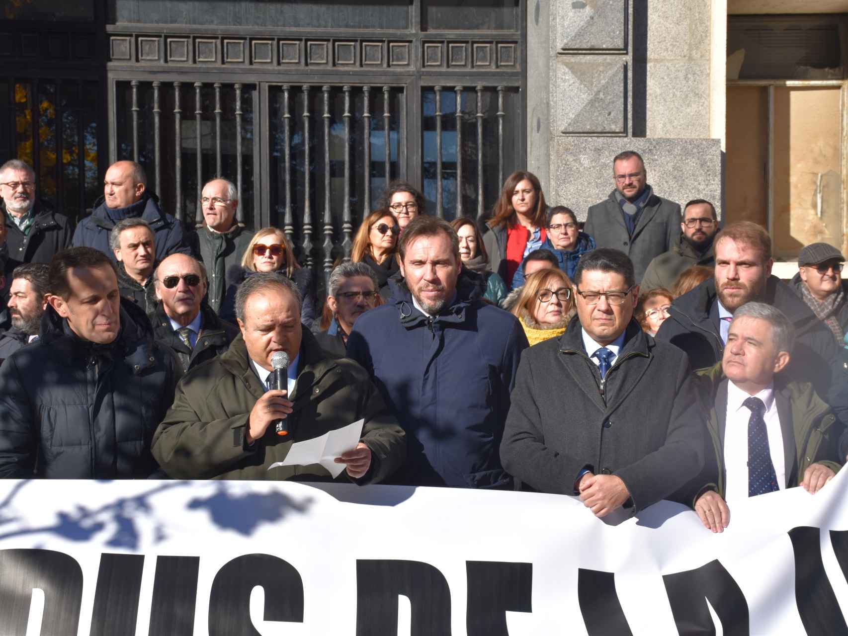 Primer plano de la concentración de este viernes reclamando la Ciudad de la Justicia para Valladolid.