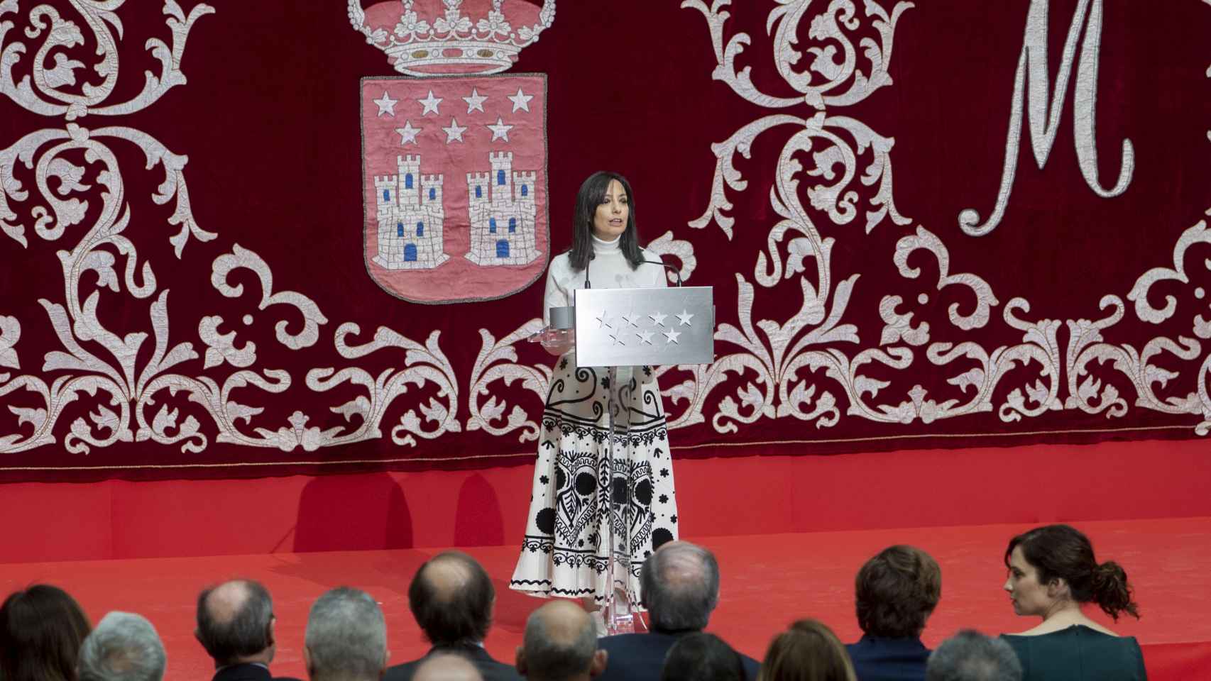 La delegada del Gobierno, Mercedes González, interviene en el acto homenaje a la Constitución Española en su 44 aniversario en la Real Casa de Correos