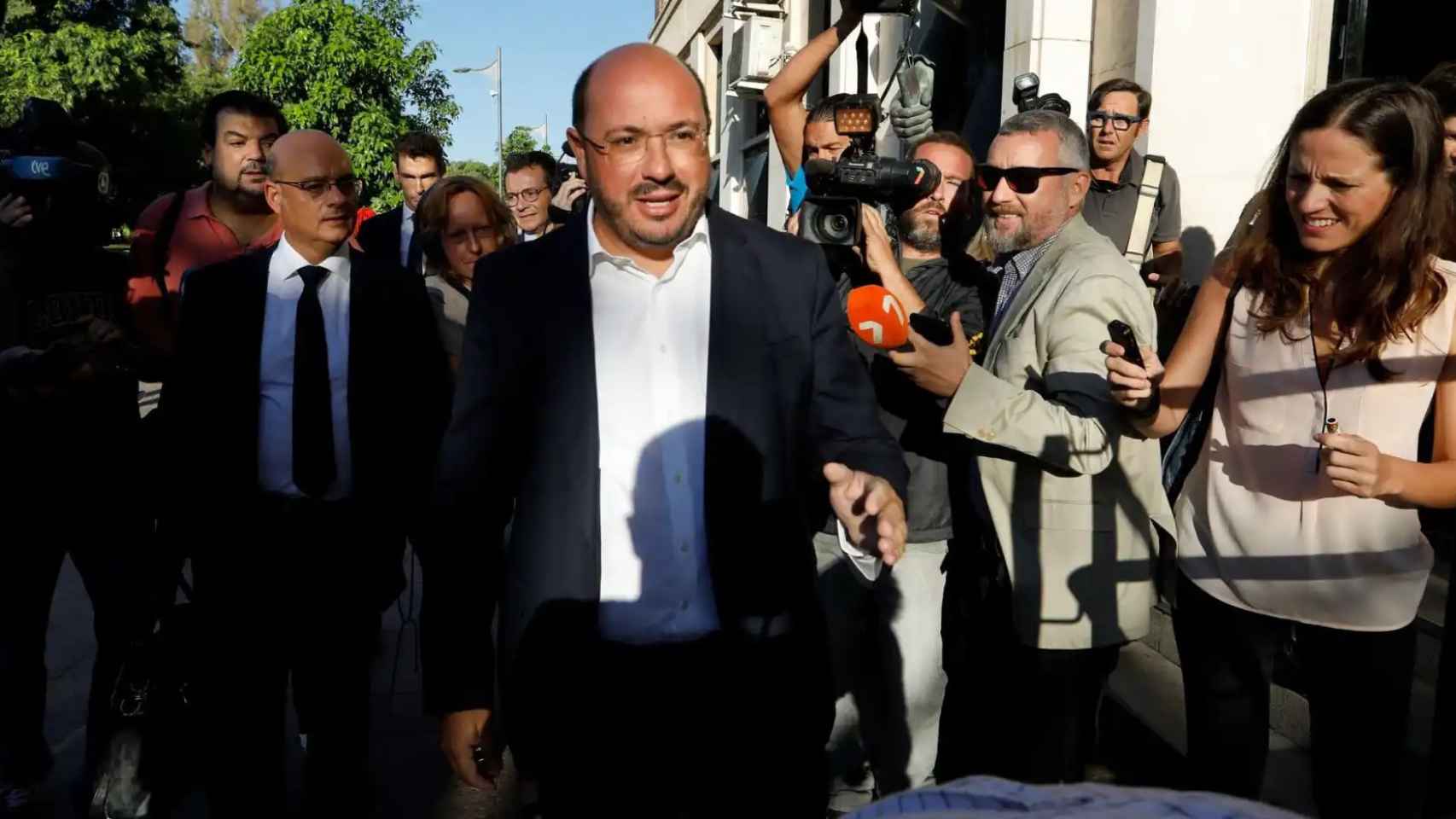 El expresidente de Murcia y es dirigente regional del PP, Pedro Antonio Sánchez, el 27 de septiembre, juzgado por el 'caso Auditorio' en la Audiencia Provincial.