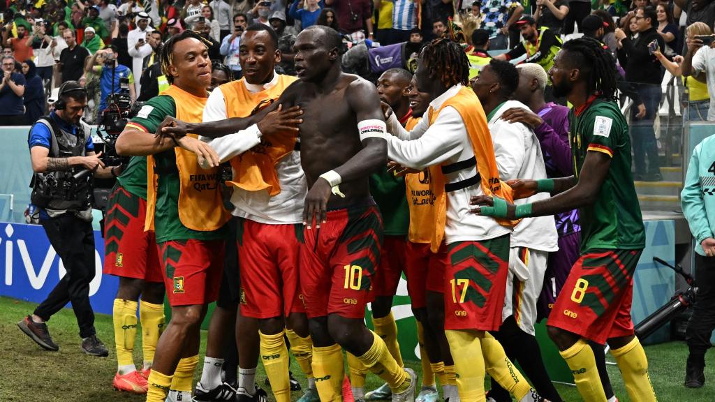 Aboubakar celebra su gol ante Brasil.