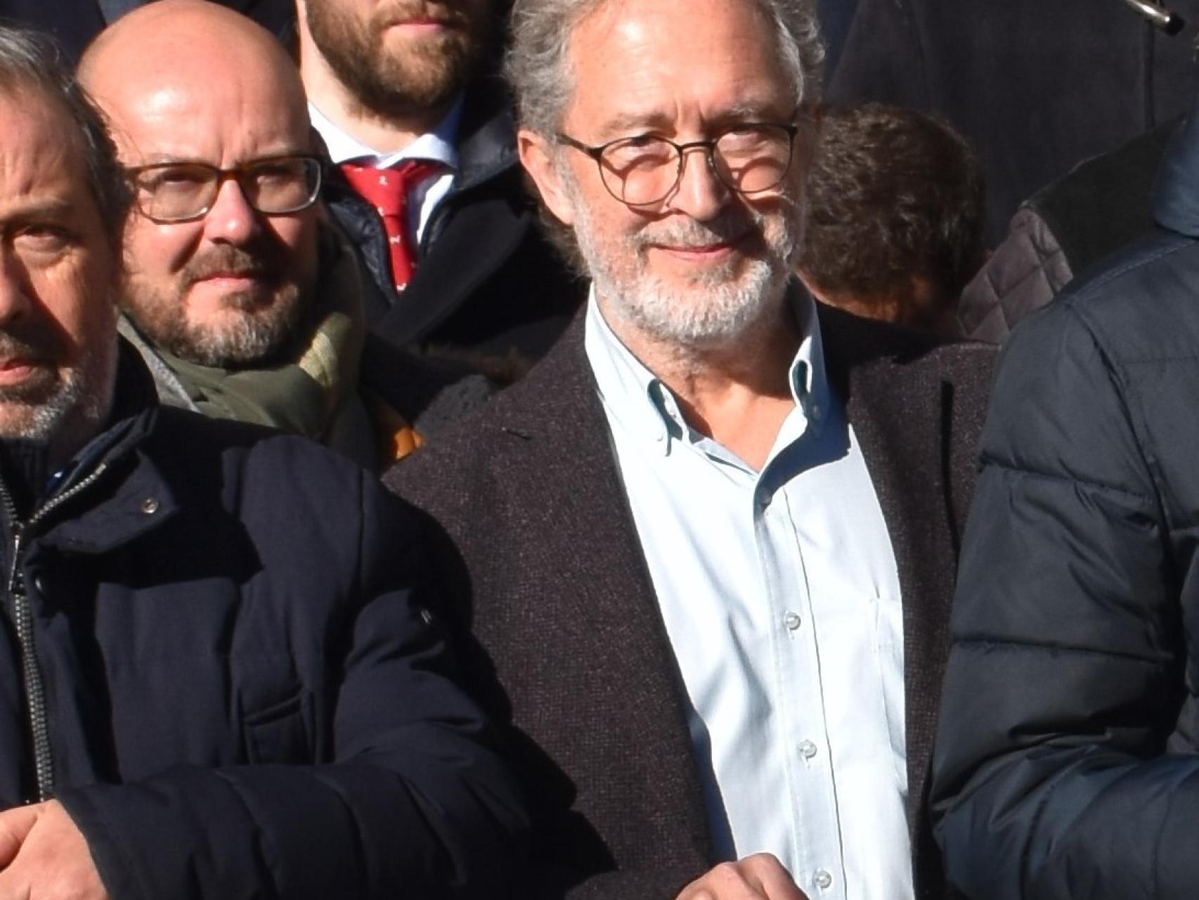 El teniente de alcalde de Valladolid, Manuel Saravia, en la concentración para pedir la Ciudad de la Justicia para Valladolid, este viernes.