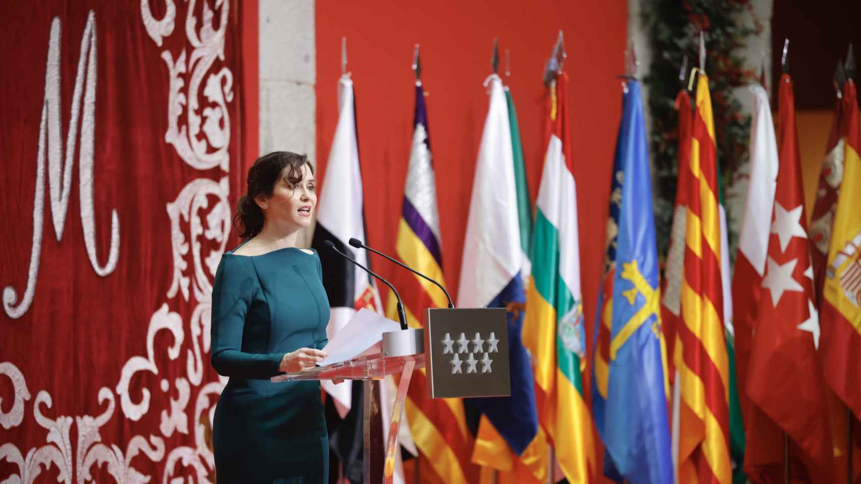 Isabel Díaz Ayuso durante la celebración del Día de la Constitución en la Real Casa de Correos.