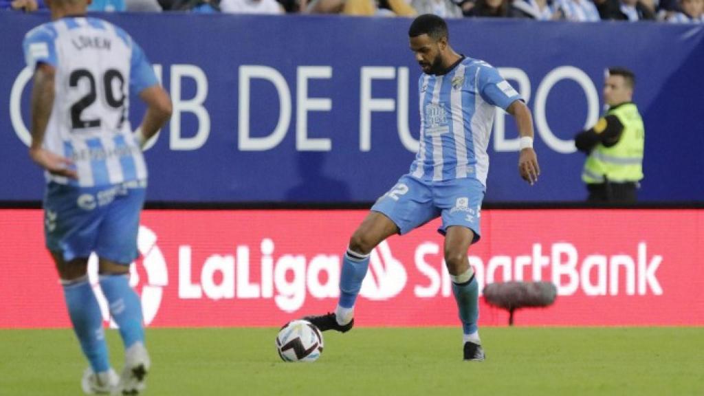 Jonas Ramalho durante un partido en La Rosaleda con el Málaga CF