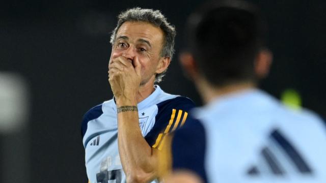 Luis Enrique, durante un entrenamiento de la Selección