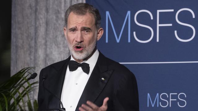 Felipe VI durante su discurso de este viernes en la gala del centenario del Master of Science in Foreign Service (MSFS), celebrada en Washington.