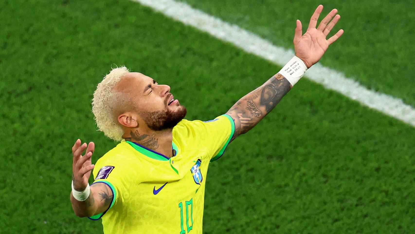 Neymar, celebrando un gol con la selección de Brasil en el Mundial de Qatar 2022